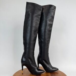 Womens Tom Ford Black‎ Leather Embellished Over The Knee Boots Size EU 35.5 GUC